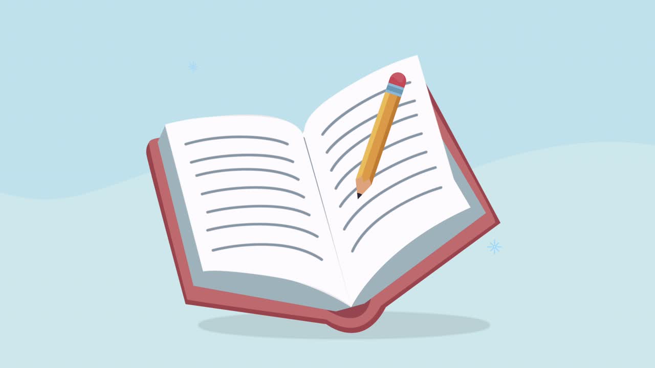 red text book educative animation