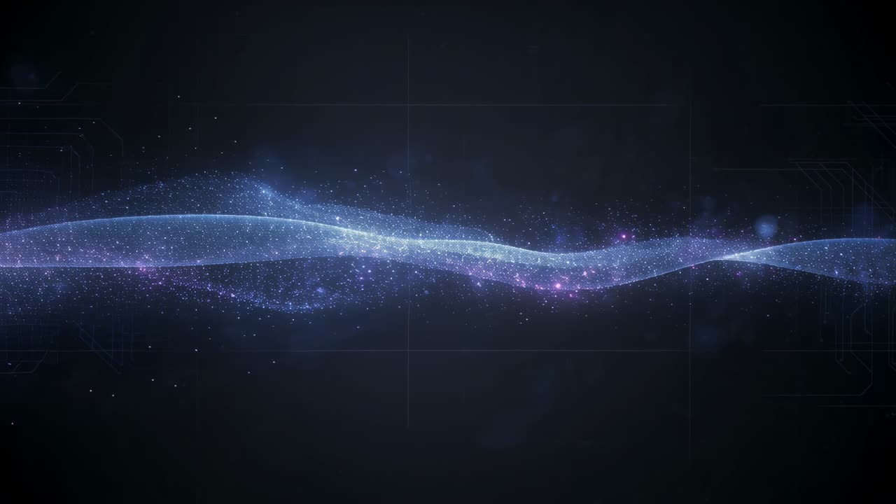 Sparking first glow, lit ribbons expanding on dark backdrop, forming purple highlights