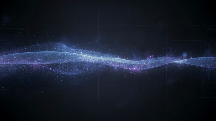 Sparking first glow, lit ribbons expanding on dark backdrop, forming purple highlights