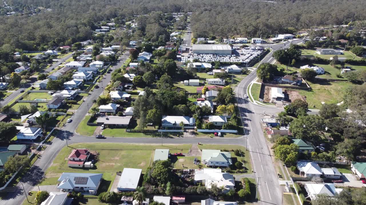 4K aerial view of residential neighbourhood in a regional small town in Australia