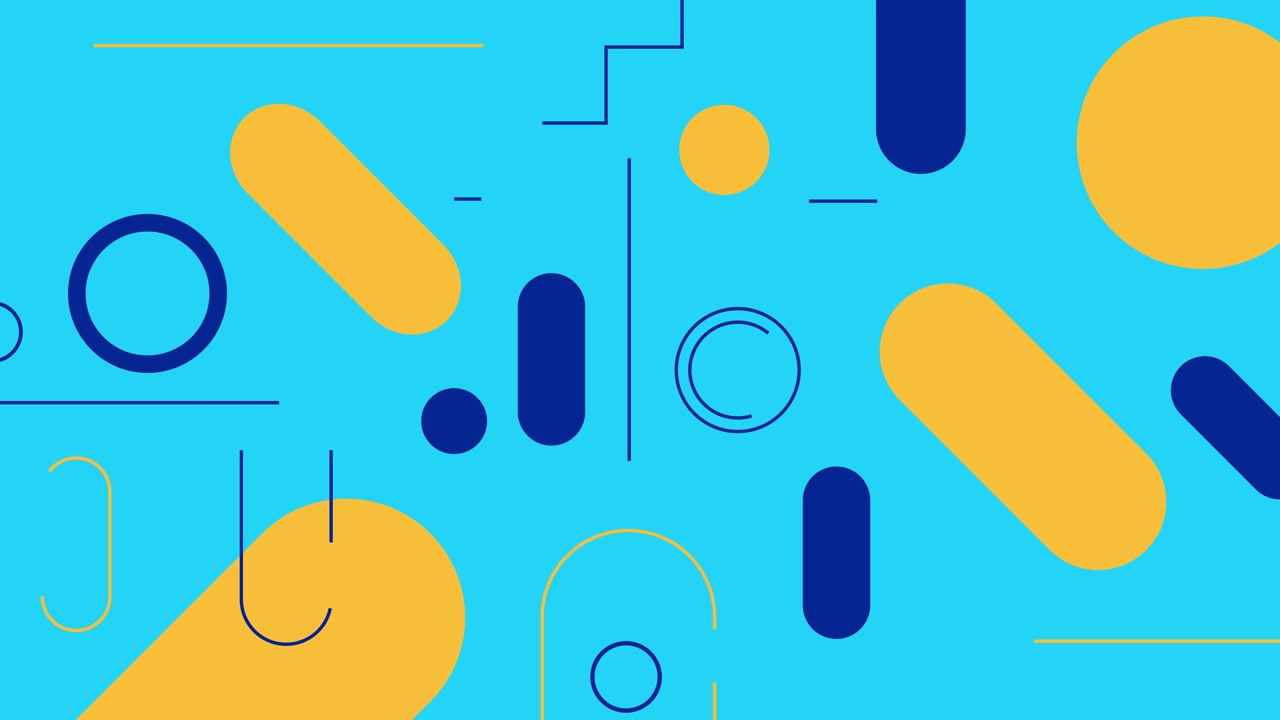 Dynamic Looping Pattern of Blue and Yellow Geometric Shapes
