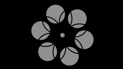 graphic object in black and white with stroboscopic and hypnotic effect, which rotates clockwise decreasing the size from full screen to disappearing in the center, in 16: 9 video format