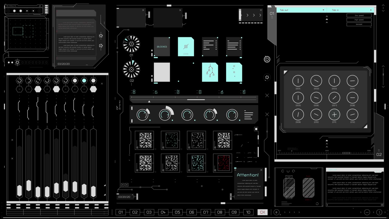 Animated Futuristic HUD Interface with Data Visualization