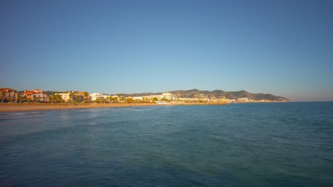 mediterranean sea pier sunset viewon sitges bay 4k time lapse spain