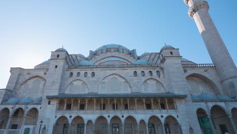 istanbul's ancient mosque on background of blue sky. action. great turkish mosque is located in old district of istanbul. istanbul tourist attractions