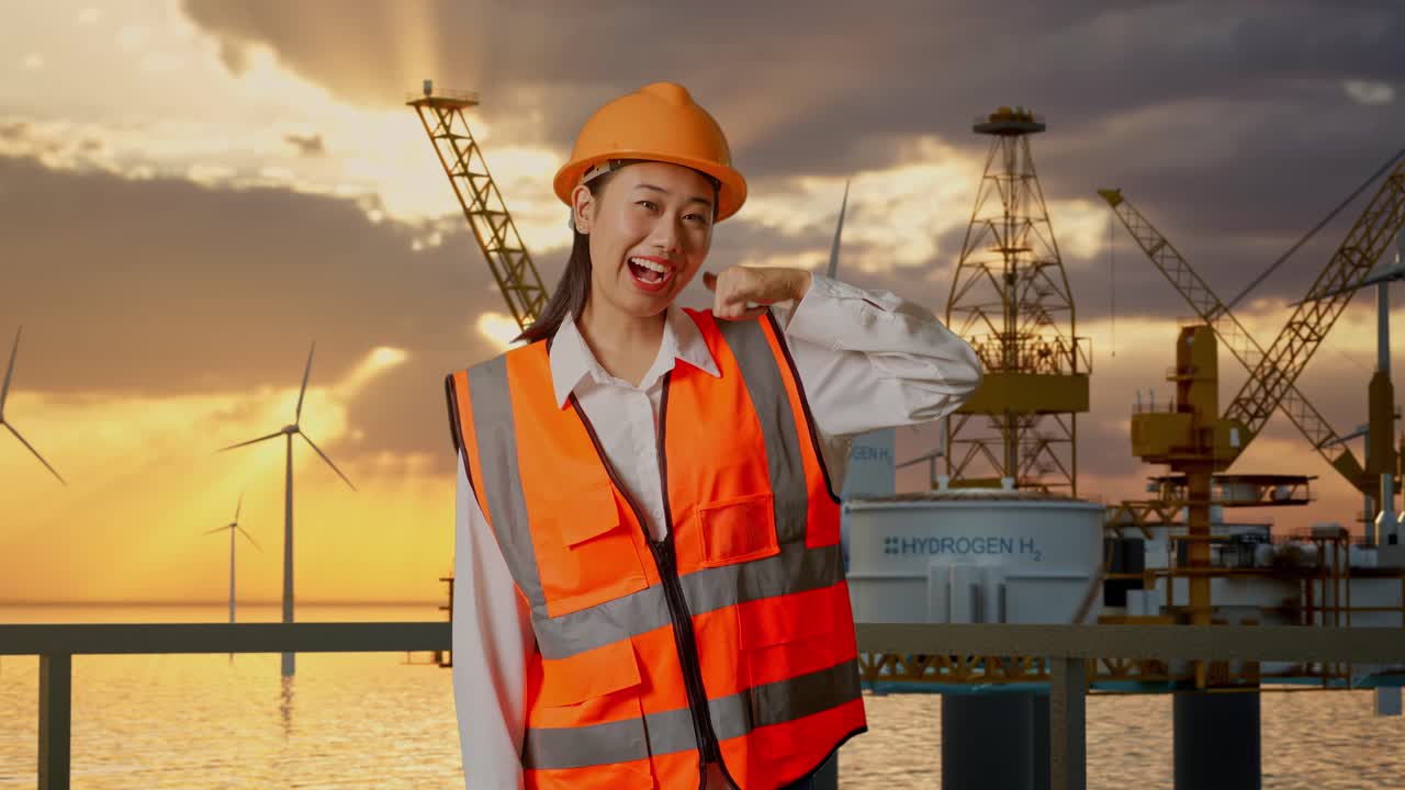 Female Engineer at Oil Rig and Wind Farm