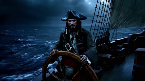 pirate captain jack sparrow on a stormy sea