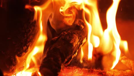 close up of burning logs on fire