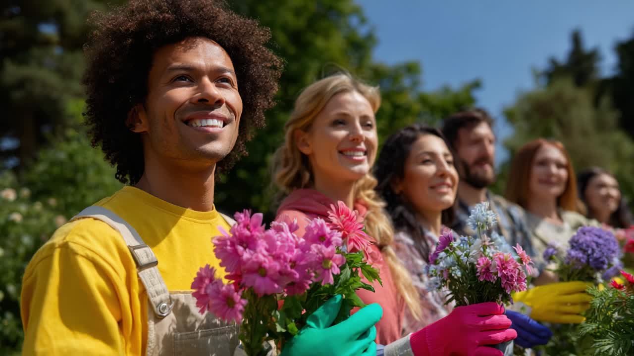 Group of Friends Gardening Outdoors