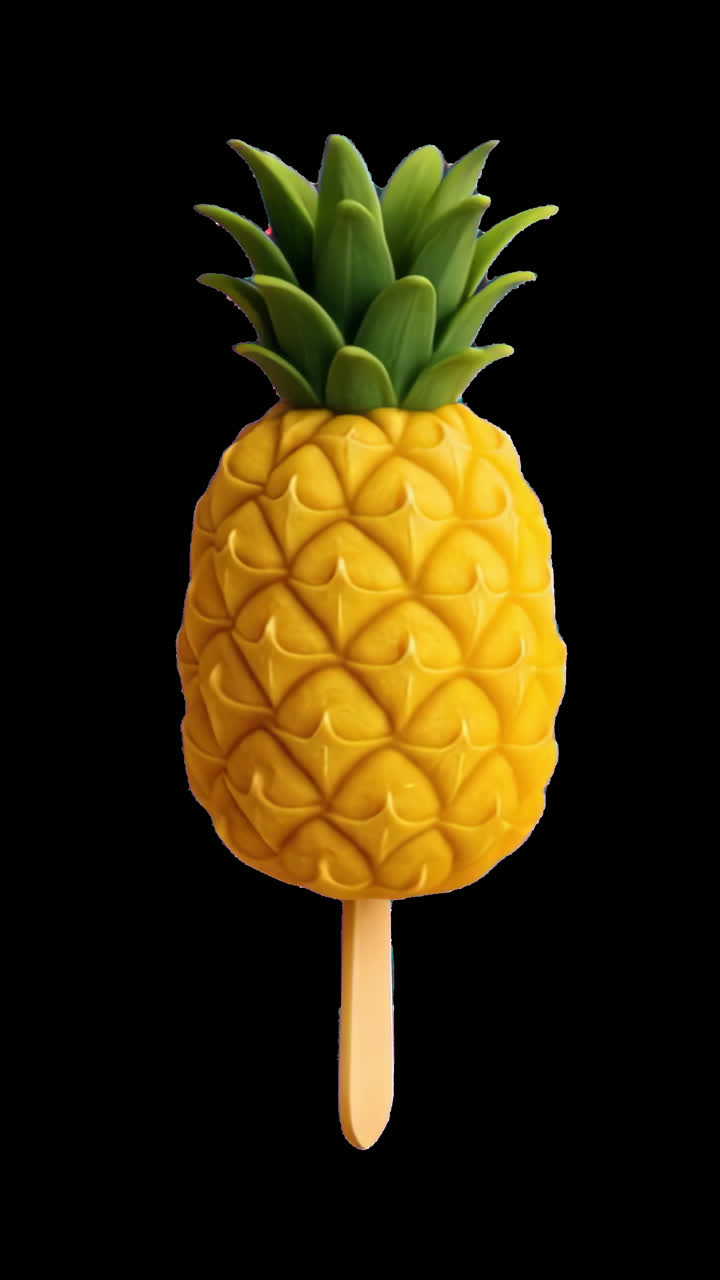 Tropical pineapple popsicle art animation isolated asset, transparent 4K video, alpha channel