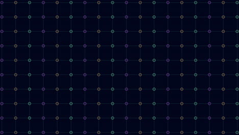 colorful circles on dark blue grid background