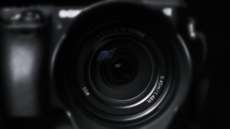 The Camera Lens Rotates, Lights Reflecting Off Glass, Robotic Camera Movement