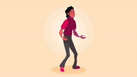 young man walking character animation