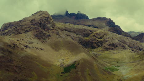aerial shot of the andes mountains in peru