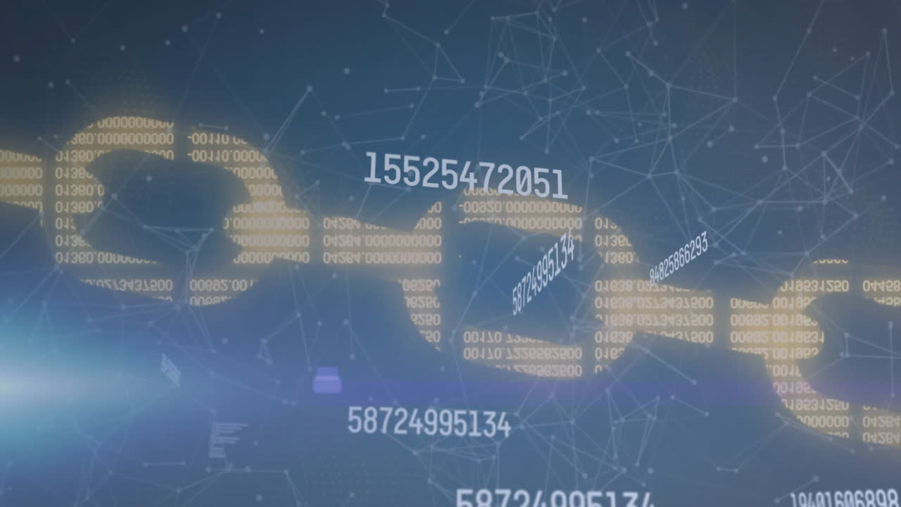 Animation of data processing over shapes and chain