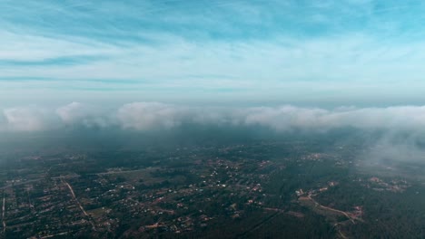 Aerial-High-view-above-Totoral-city-with-Clouds-moving-along-the-frame,-Chile