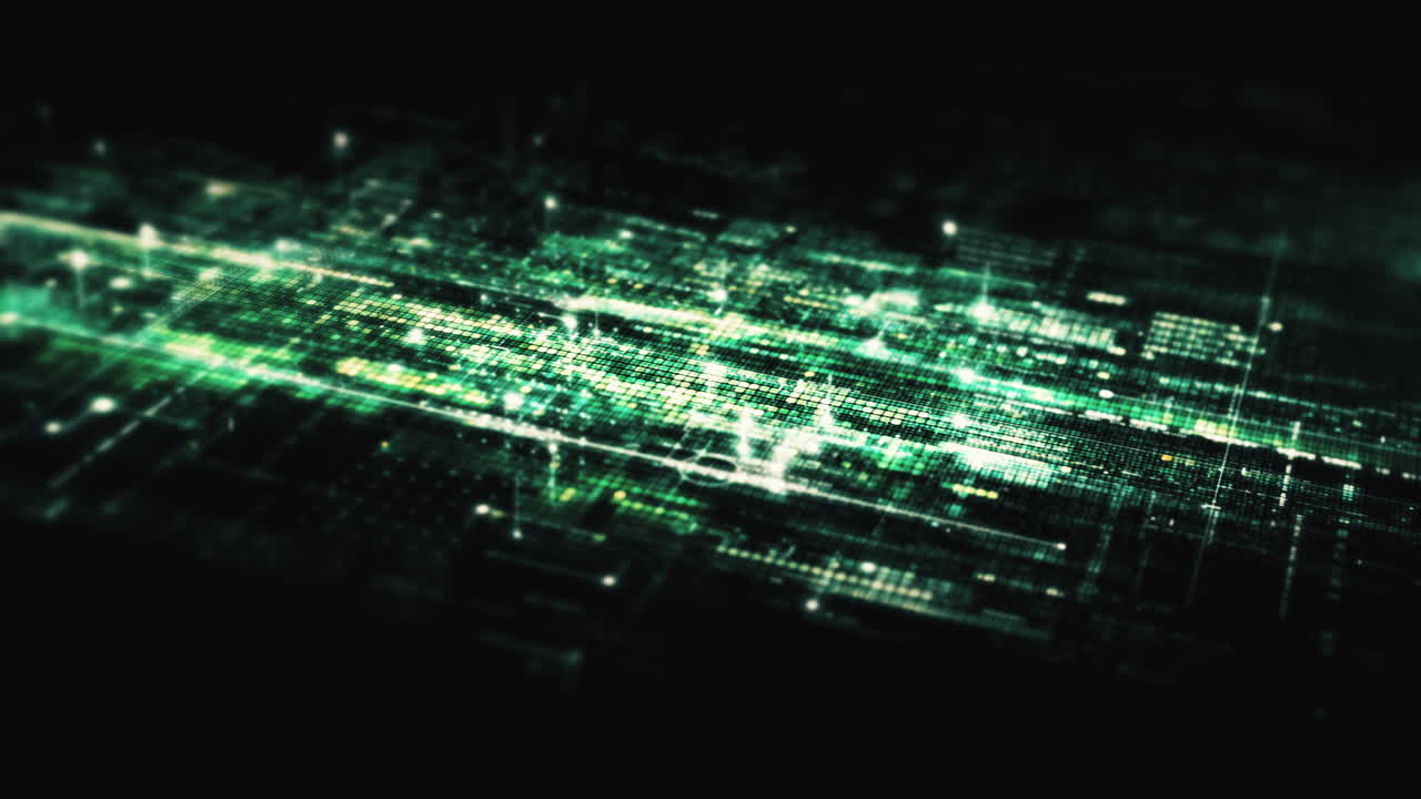 Advanced data matrix simulation UI with cutting-edge digital environment with a dynamic and immersive display of interconnected data matrix information networks systems background