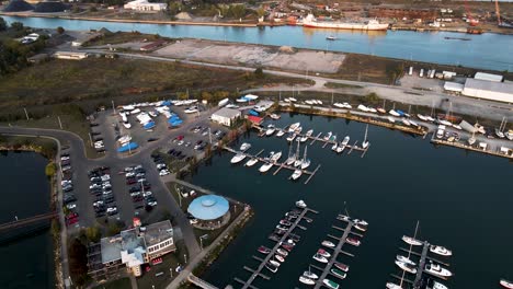 Aerial-view-of-the-boats-in-the-marina