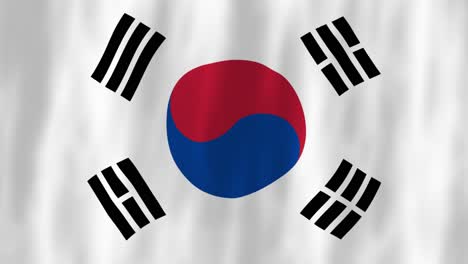 Südkorea-Flagge-Land-Animation-3d-Symbol-Design-Wehend-Im-Wind-Bewegung-National-Patriotismus-Welt-Kultur-Emblem-Banner-Asien-Rot-Weiß-Blau