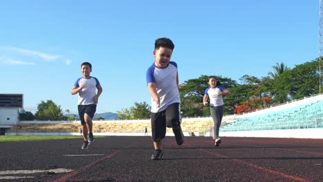 kids running at stadium