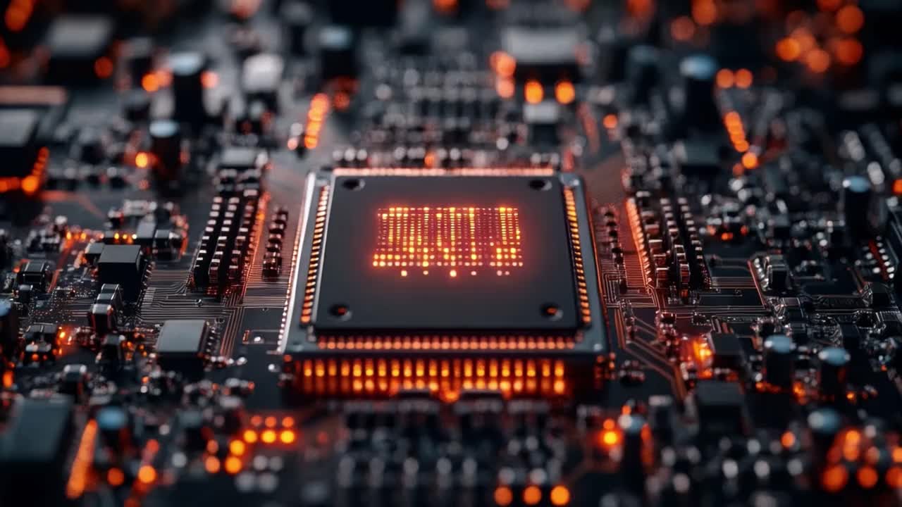 Close-up of a Circuit Board with a Microchip