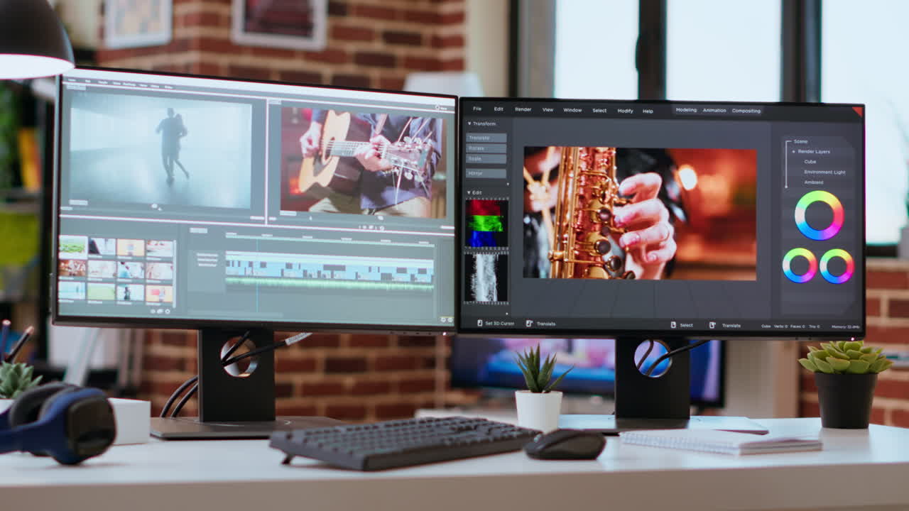 estudio de creación de medios donde los especialistas pueden trabajar en la edición de imágenes