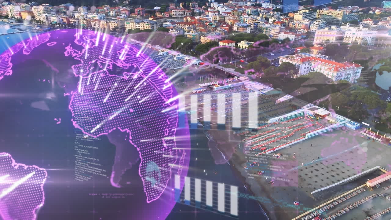 데이터 처리 및 도시 풍경의 애니메이션