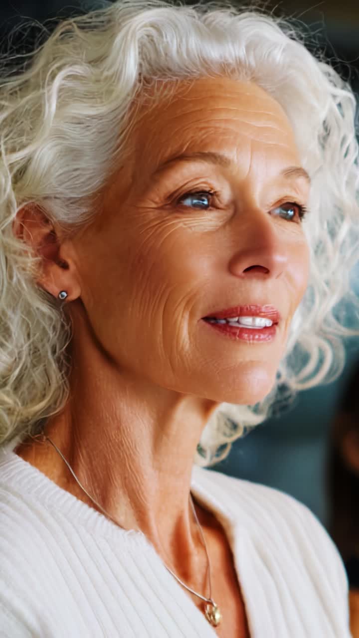 Captivating Moments: A Mature Woman Expresses Emotion with Grace and Wisdom Through Her Conversations, Showcasing the Beauty of Experience and Lifelong Wisdom