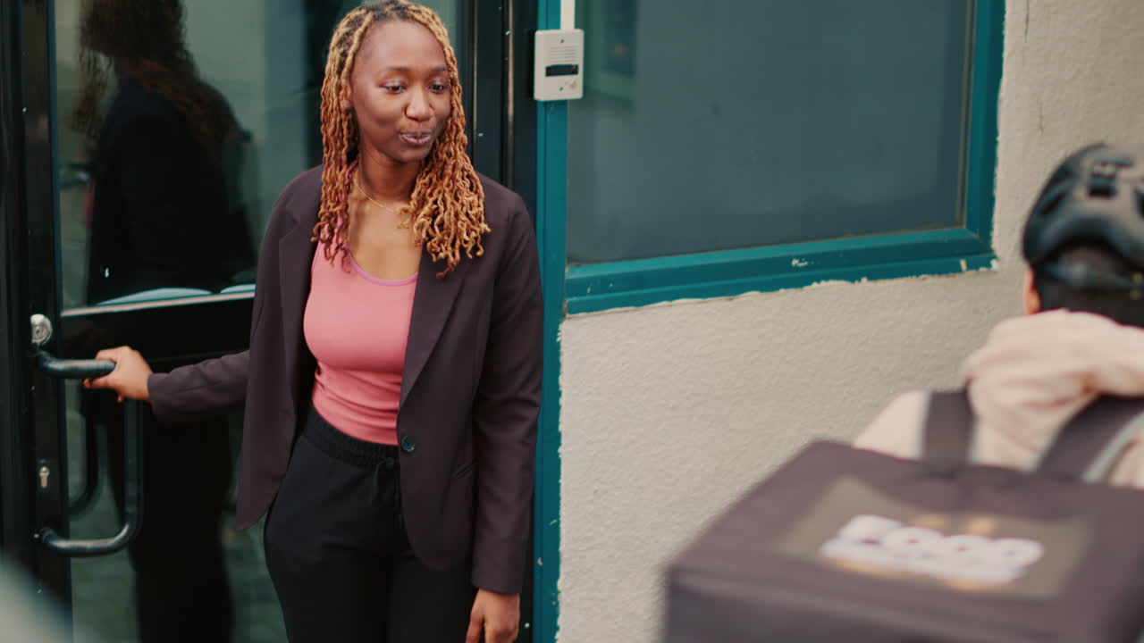 A food delivery to a customer