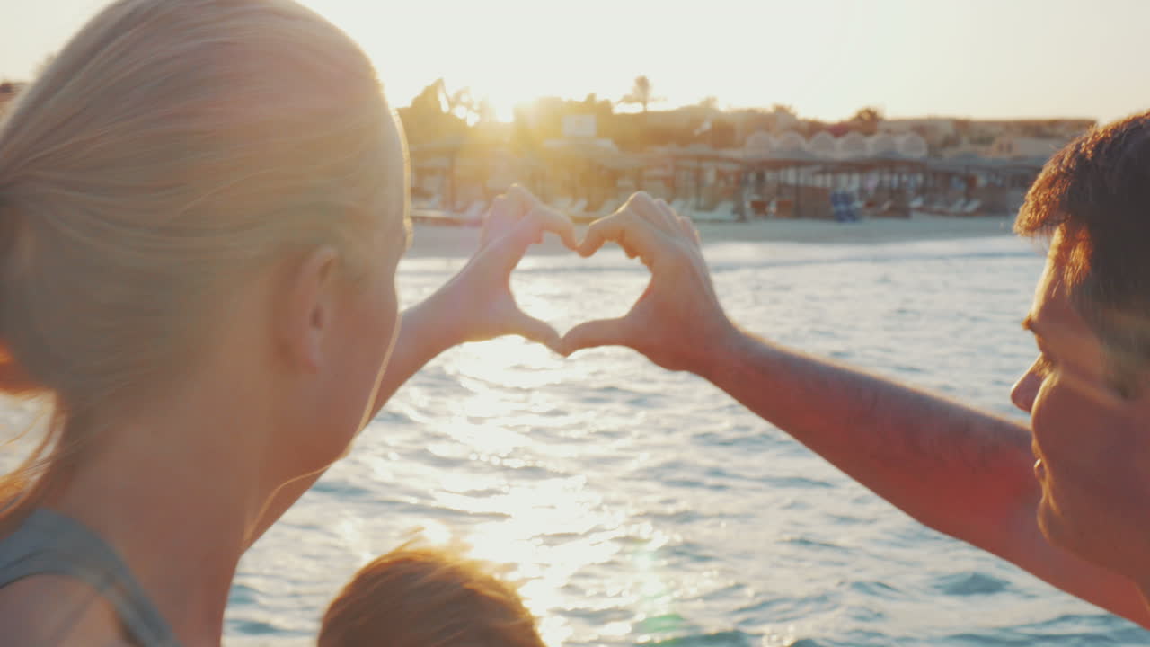 Happy and united family on the pier