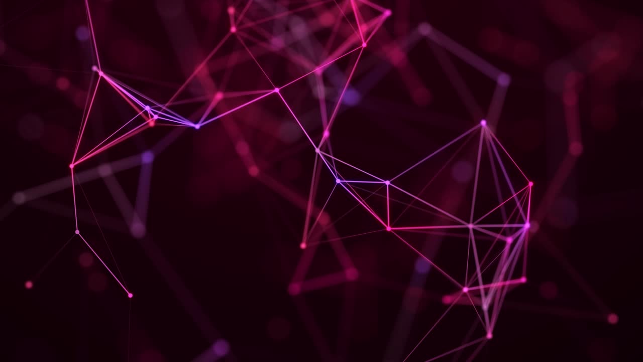 Abstract digital connection moving dots and lines. Technology background. Network connection structure. Plexus effect. 3d Seamless loop. 4K