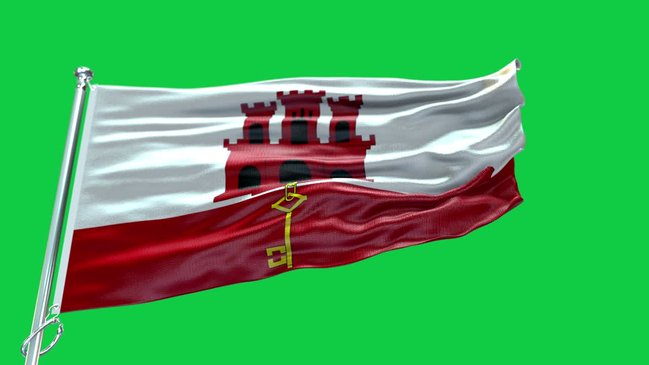 4k Highly Detailed Flag Of Gibralta - Gibralta Flag High Detail - National flag Gibralta wave Pattern loopable Elements