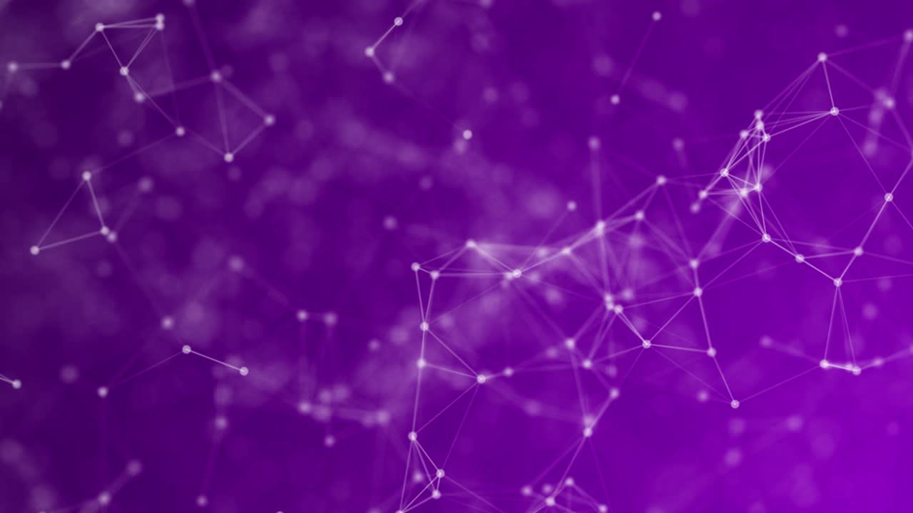 4K Abstract Futuristic Data Connections Background - Communication of the points with each other - Technology Concept - Abstract Geometric Triangles Background - Abstract web background - Digital Abstract Background Connections With Copy Space - Purple