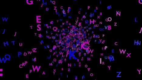 las letras del alfabeto explotan. animación 3d.