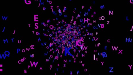 exploding alphabet letters. 3d animation.