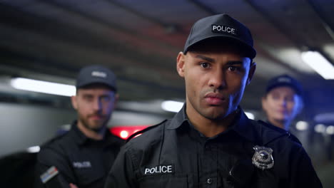 policeman posing at camera