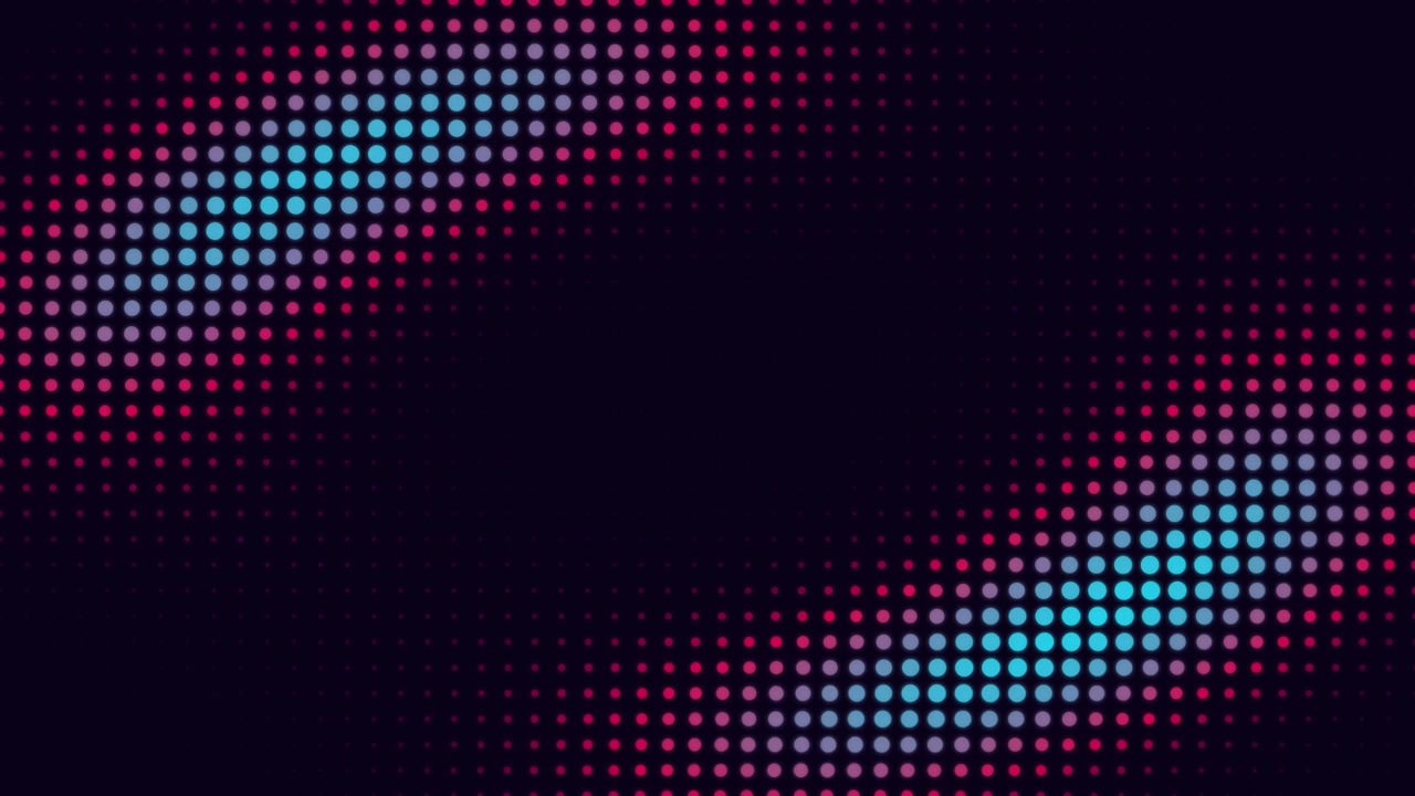 Sfondo astratto in movimento con punti neon pulsanti