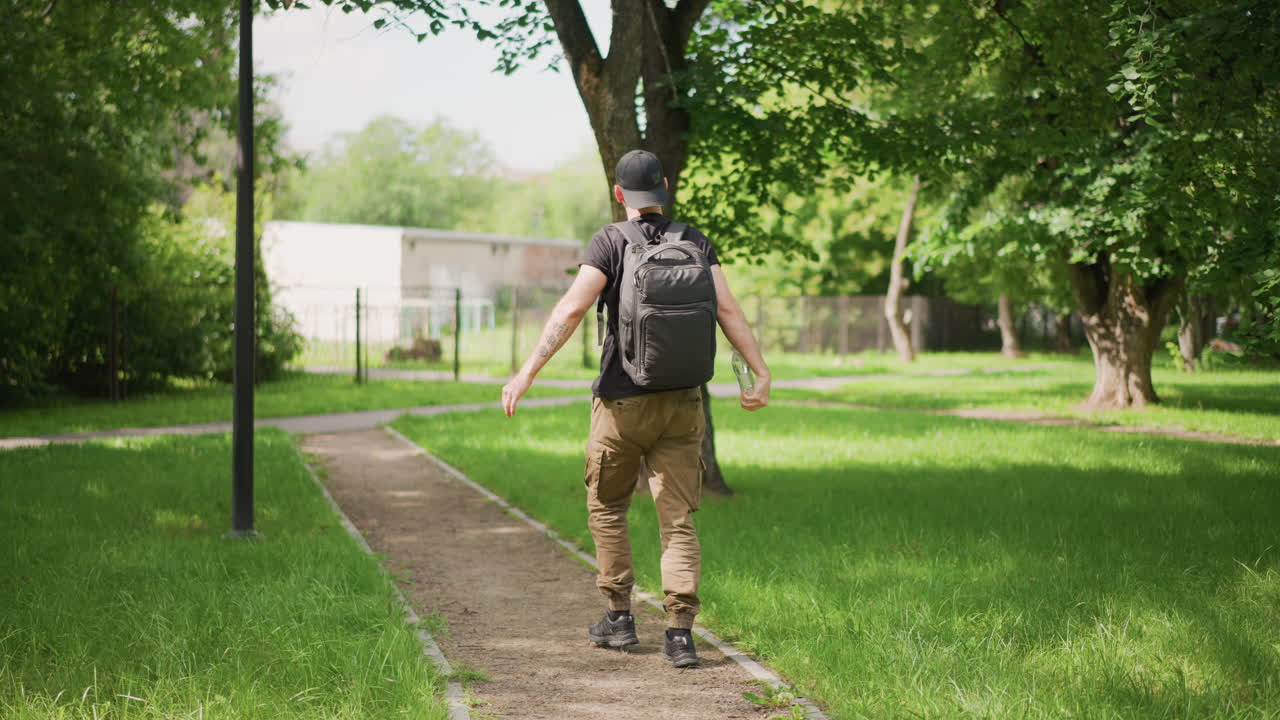 Happy Hiker Celebrates With Radiant Sunlight, Outdoor Adventure Brings Cheerful Steps Under Shining Blue Sky, Excited Explorer Enjoys Cheerful Journey Beneath Bright And Cheerful Sunlit Sky