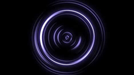 blue and purple neon circles on black background. abstract futuristic hi-tech background. loop