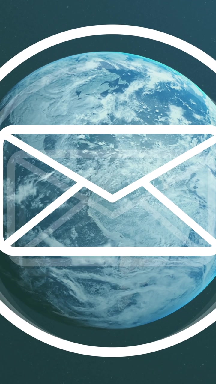 Animazione di icona busta email sul pianeta Terra