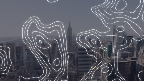 animation of white lines over cityscape