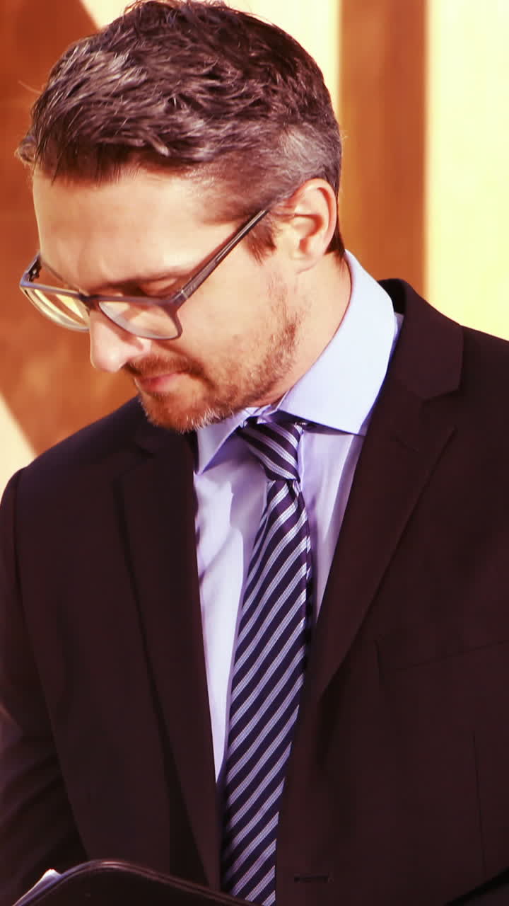 hombre de negocios comprobando documentos