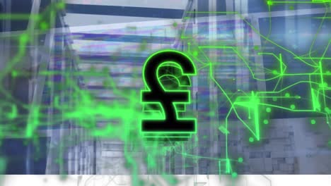 animación del procesamiento de datos y el peso sobre la sala del servidor