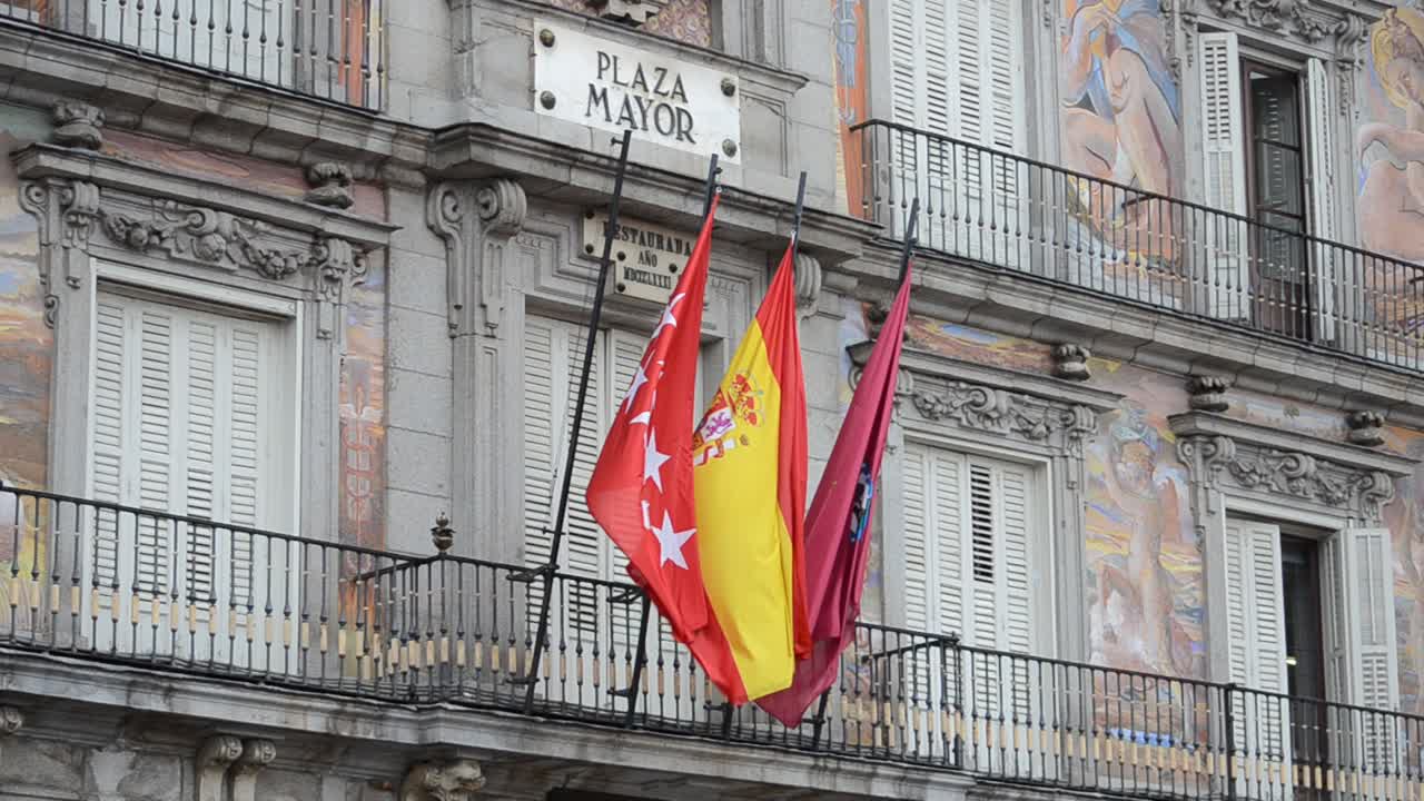 Plaza Mayor i centrala Madrid; Spanien