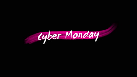 cyber monday text with pink watercolor brush on black gradient