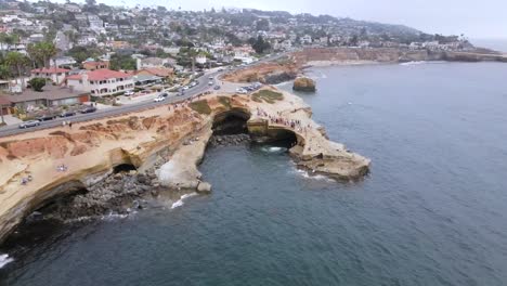 Aerial-Over-Sunset-Cliffs-At-Pacific-Beach-San-Diego-California