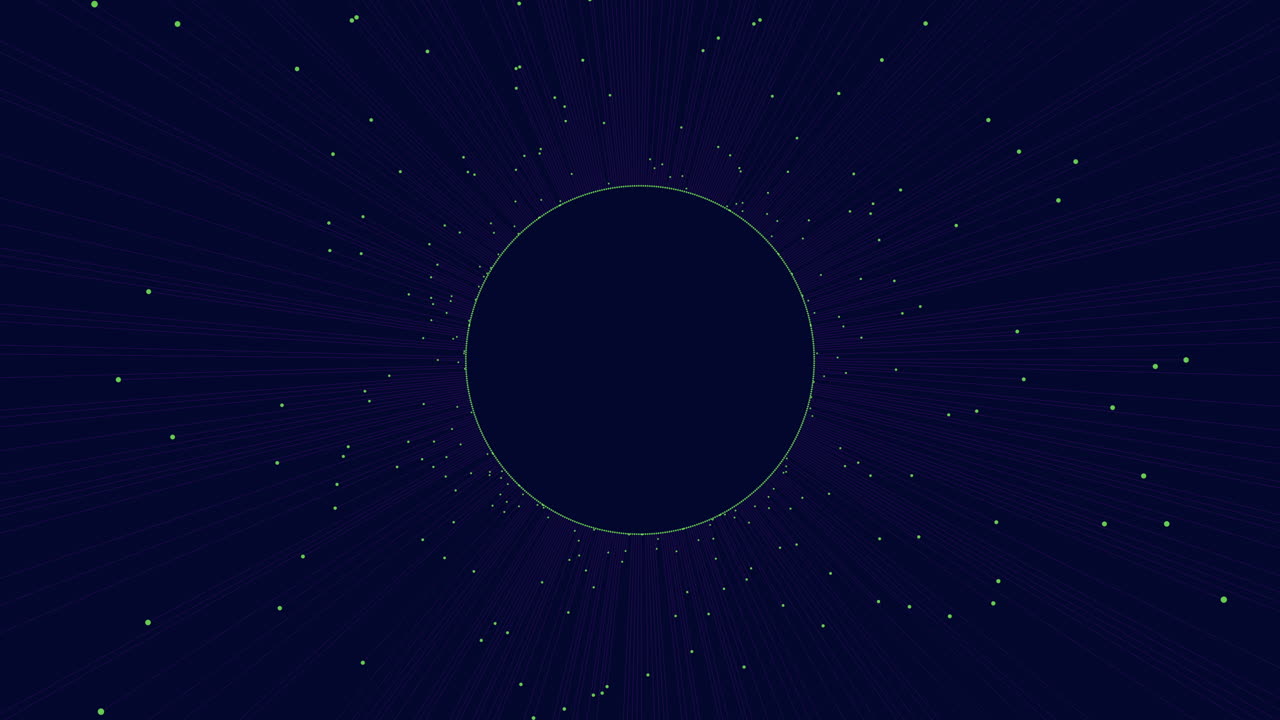 우주 연결:  점과 별이 있는 파란색 배경으로 된 검은 원
