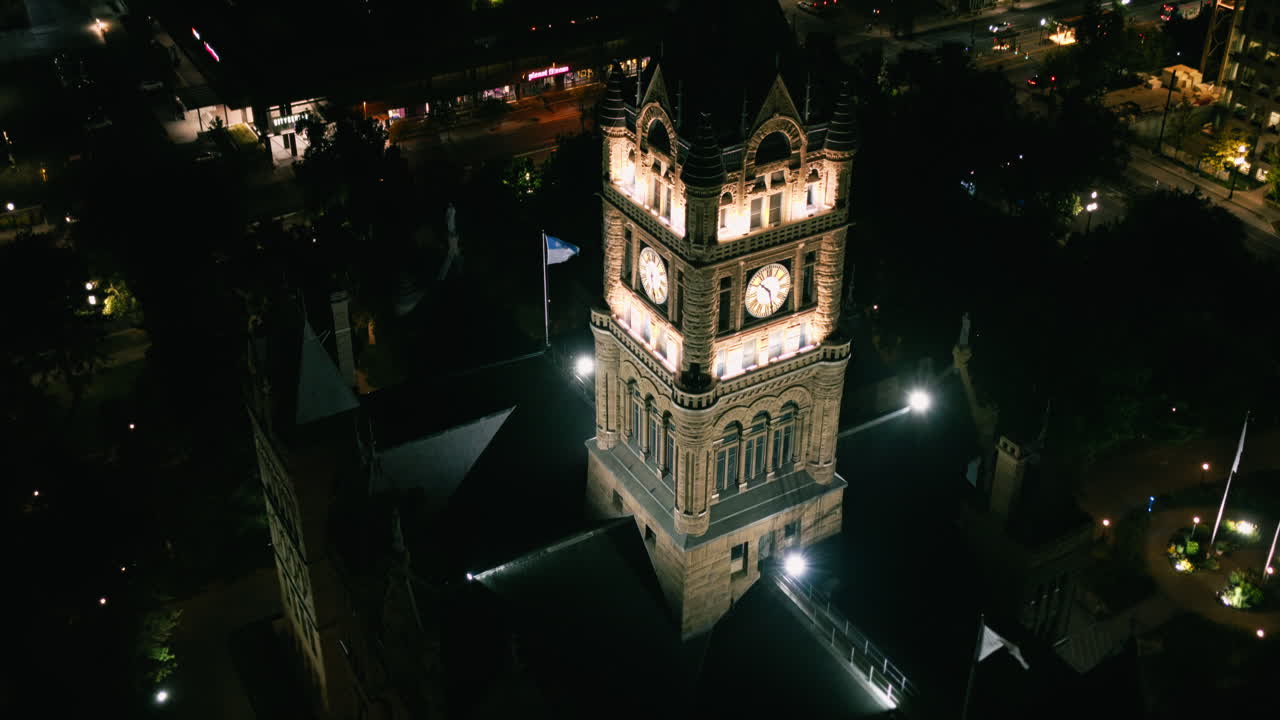 City Hall at Night from Above