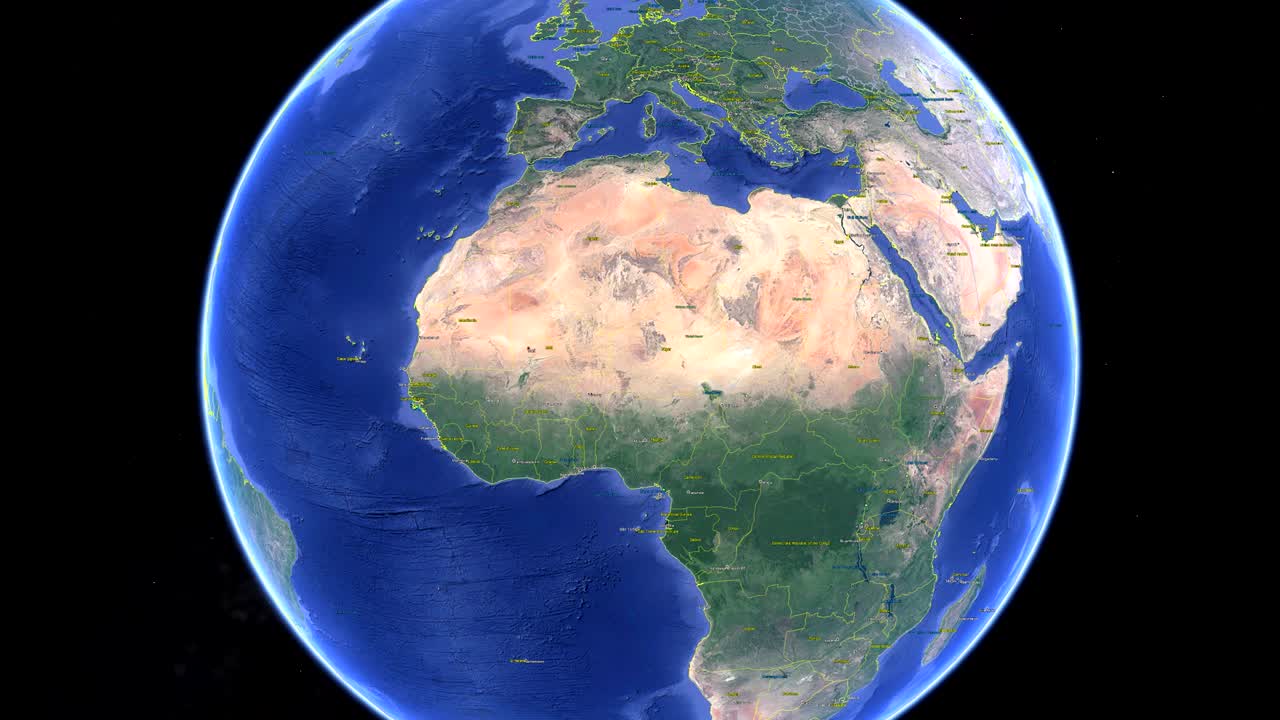 발을 가진 말리 3d 우주 지구 - 말리 외부로 확대