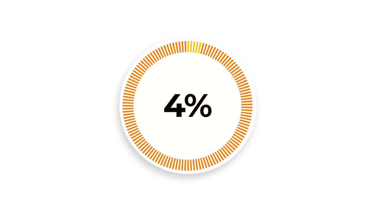 infografías animación de gráficos circulares contando de 0 a 25 por ciento. carga animación de círculo amarillo. 4k